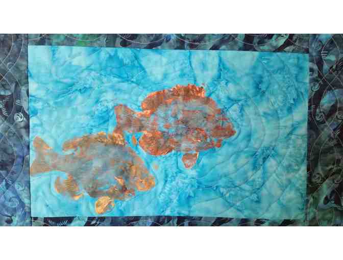 Fish Blue Quilted Table Runner