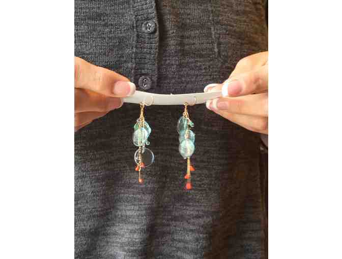 Glass and Vermeil earrings, hand made by Jess Panz of Verre Glass, California