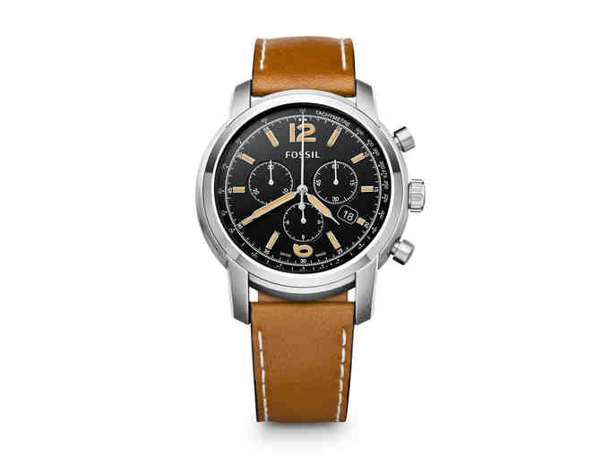 Fossil Swiss Made Chronograph Leather Watch - Tan - Photo 1