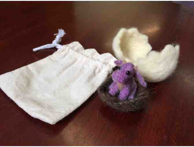 Handmade Needle felted Baby Dragon, Egg and Nest