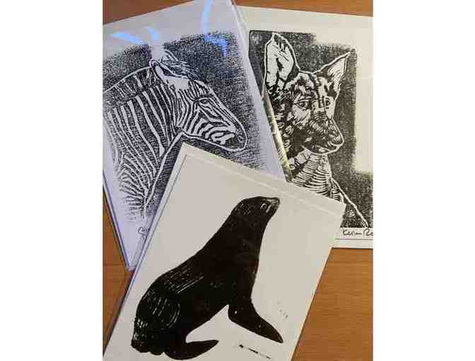 10 Hand-Printed Animal-Print Blank Cards - Photo 2