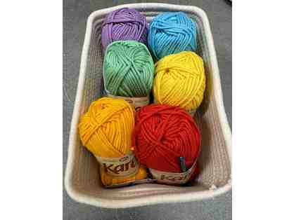 Seven Skeins of Bulky Natural Wool in Rainbow Colors