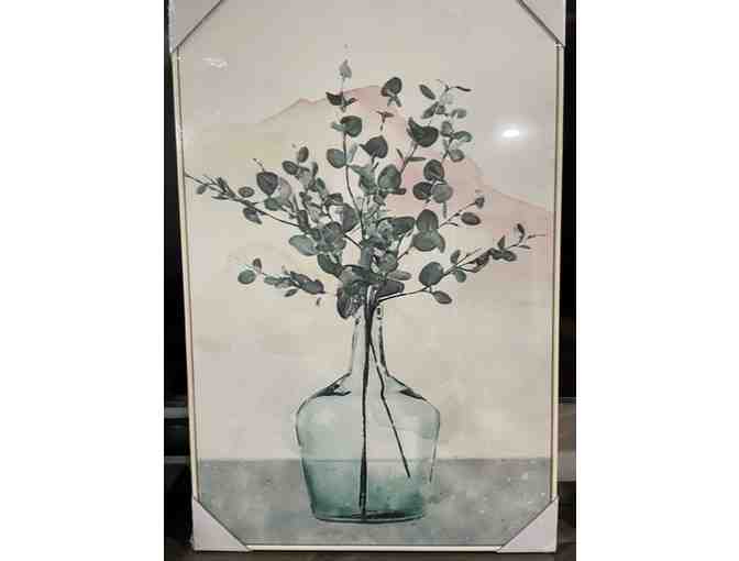 24" x 36" White Framed Canvas Watercolor Print of Eucalyptus in Vase - Photo 1