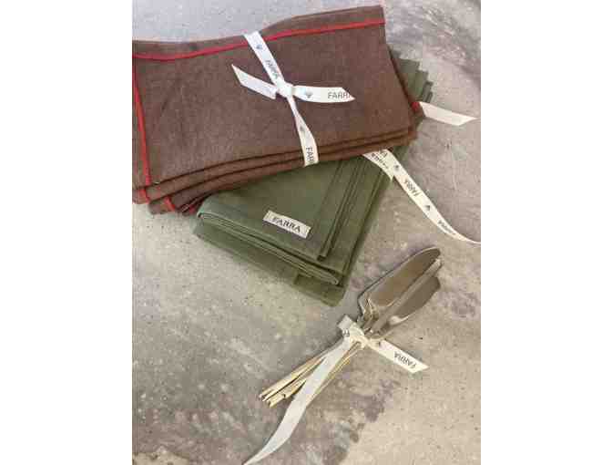 2 Sets of Beautiful Linen Napkins + 5 Hand-Forged Bronze Unlacquered Knives - Photo 1