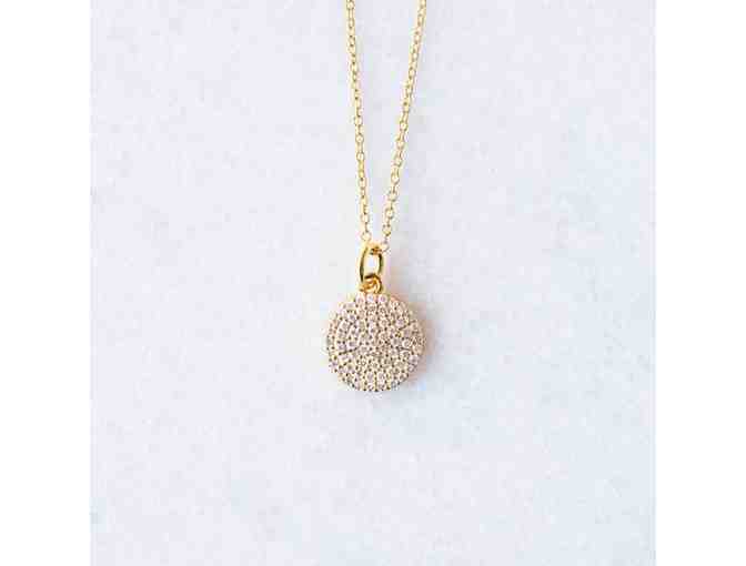 Golden Thread Cubic Zirconia Disc Necklace