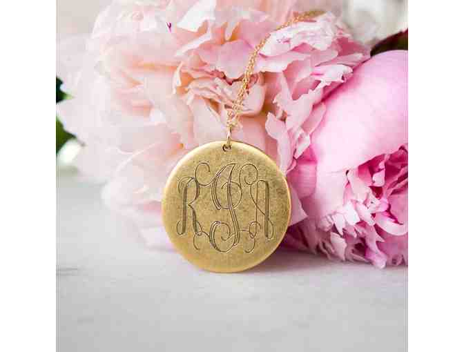 Golden Thread Personalized Antique Large Disc Necklace