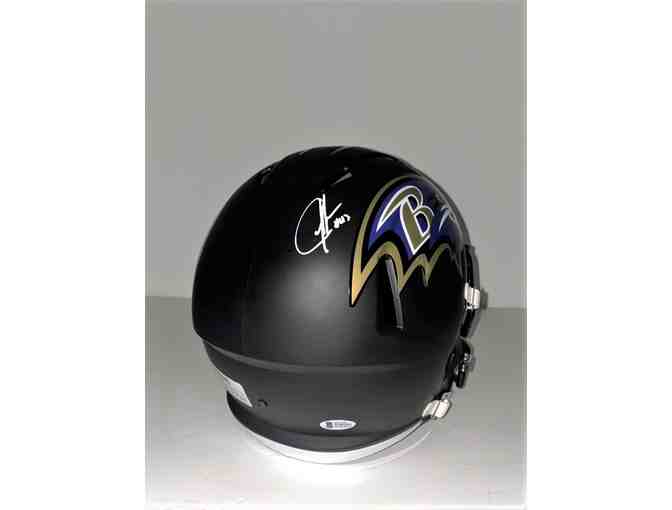 Justice Hill Baltimore Ravens Autographed Beckett Certified Helmet