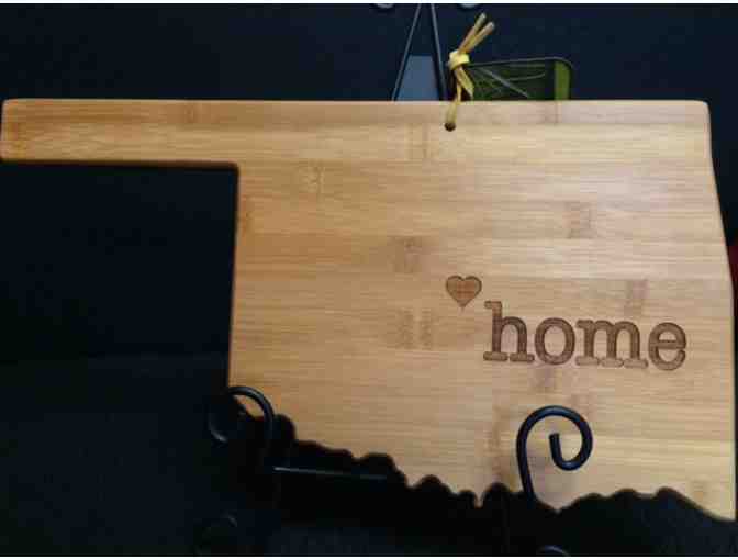 State of Okla 'Home-a'  Bamboo Cutting Board & Stand