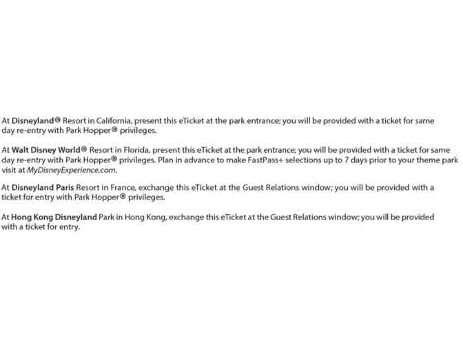 Two one-day Disney theme park passes (valid in Orlando, California, Paris and Hong Kong)