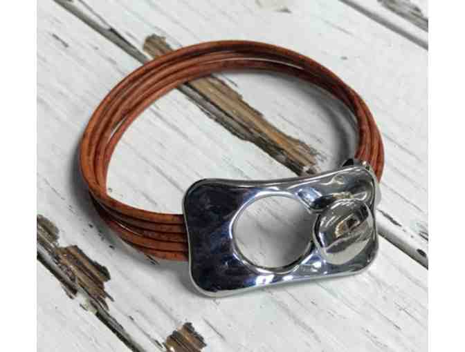 Leather and Silver Bracelet