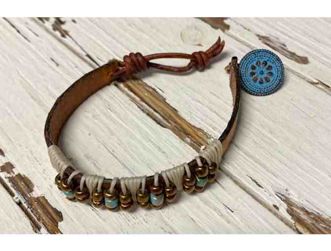 Leather and Brass Bead Bracelet