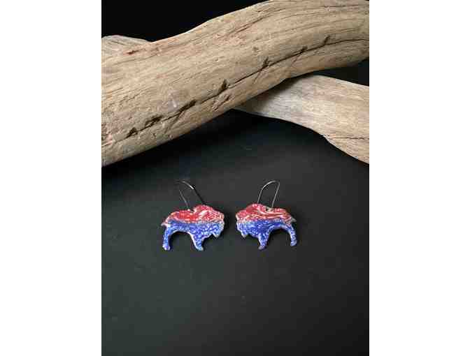 Let's Go Buffalo! Earrings Torched Enamel over Copper Buffalo Bills Earrings