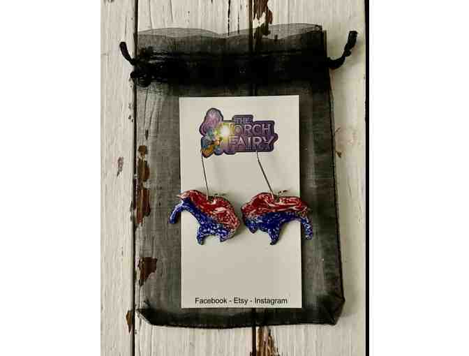 Let's Go Buffalo! Earrings Torched Enamel over Copper Buffalo Bills Earrings