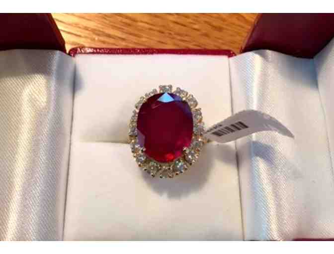 NEW 14KYG 16 CWT Ruby and 2.2 CWT Diamond Ring