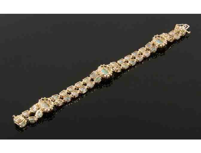 New with Tags 14KYG 12 CWT Opal and 1.35 CWT Diamond Bracelet with Locking Clasp