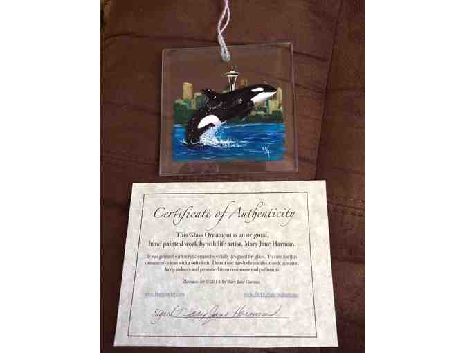 Seattle Washington HandPainted Orca Suncatcher Ornament