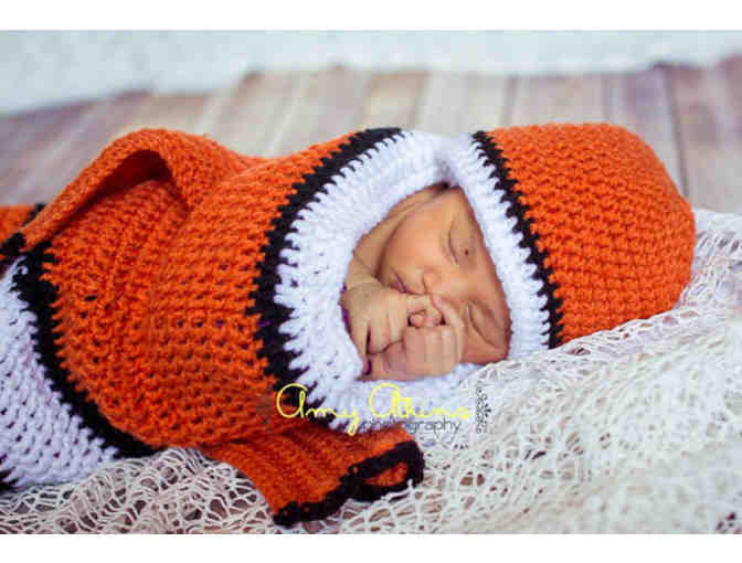 Crochet Clown Fish Newborn Cocoon and Hat - newborn, baby, photography prop, cocoon, unise