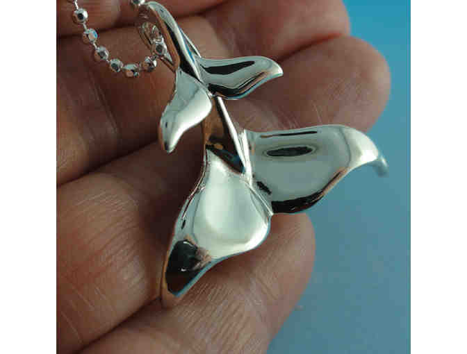 Silver Whale Tail Pendant - Mother and Child