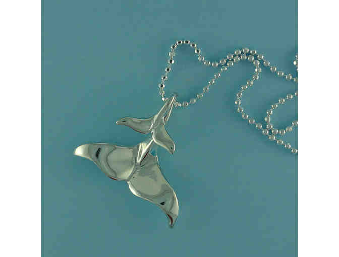 Silver Whale Tail Pendant - Mother and Child
