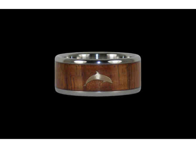 Dolphin Titanium Ring with Koa Wood