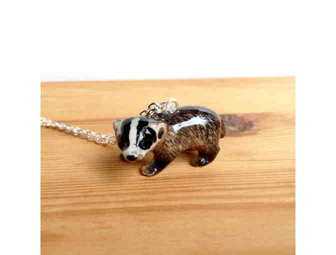 Badger Pendant - woodland animal totem necklace