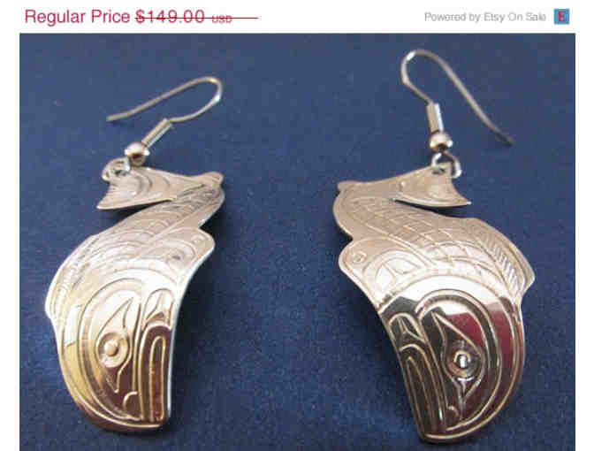 Native American Silver Earrings - Whale Design