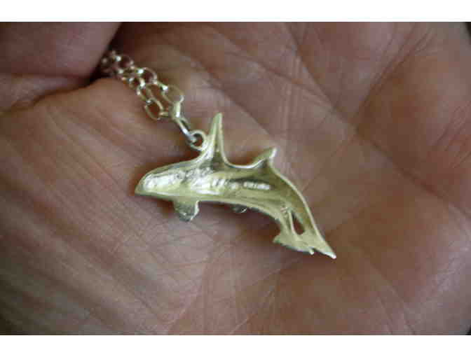 Vintage Mother and Child Orca Pendant with Chain.