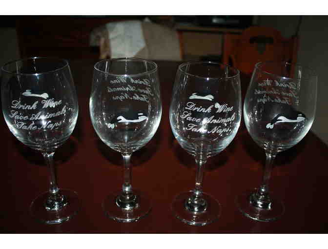Set of 4 Etched and Hand Painted 'Lolita' Wine Glasses
