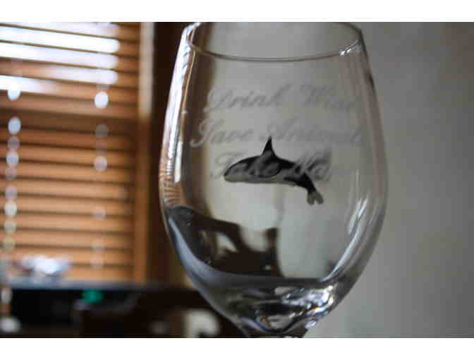 Set of 4 Etched and Hand Painted 'Lolita' Wine Glasses