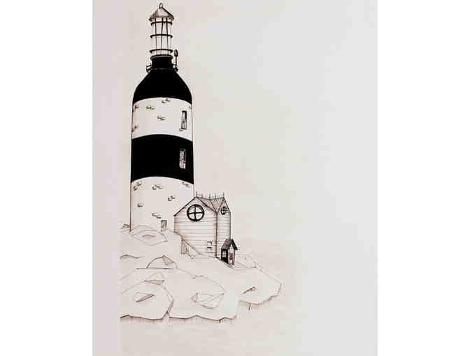 Lighthouse Wine Bottle Art Print