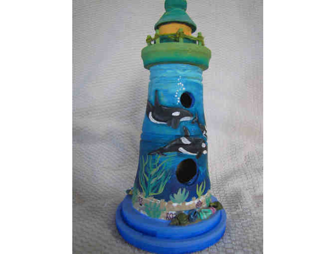 Birdhouse-Lighthouse with Orca Family