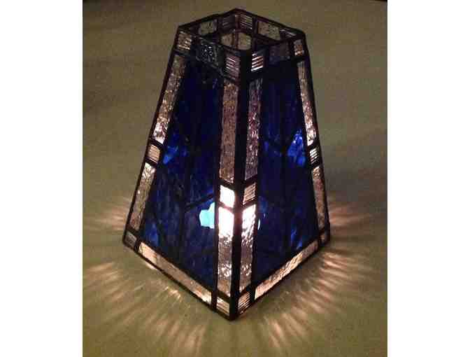 Blue Stained Glass Candle Holder