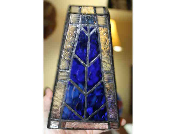 Blue Stained Glass Candle Holder