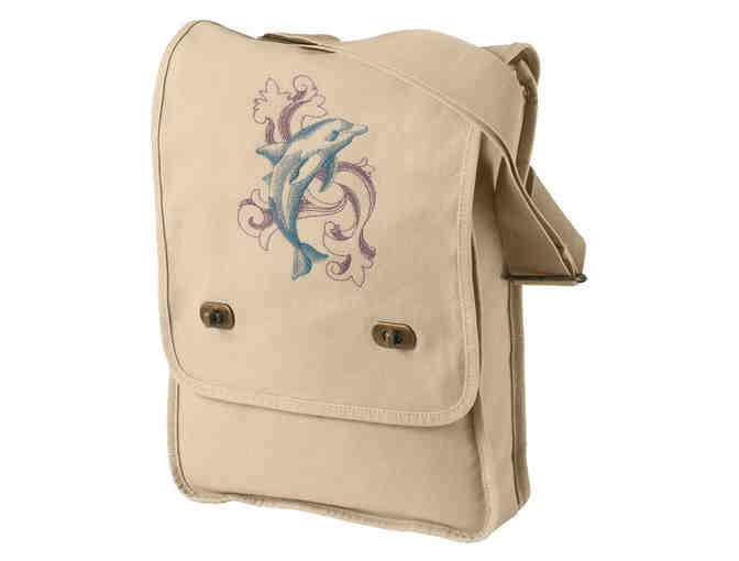Baroque Dolphin Embroidered Canvas Field Bag