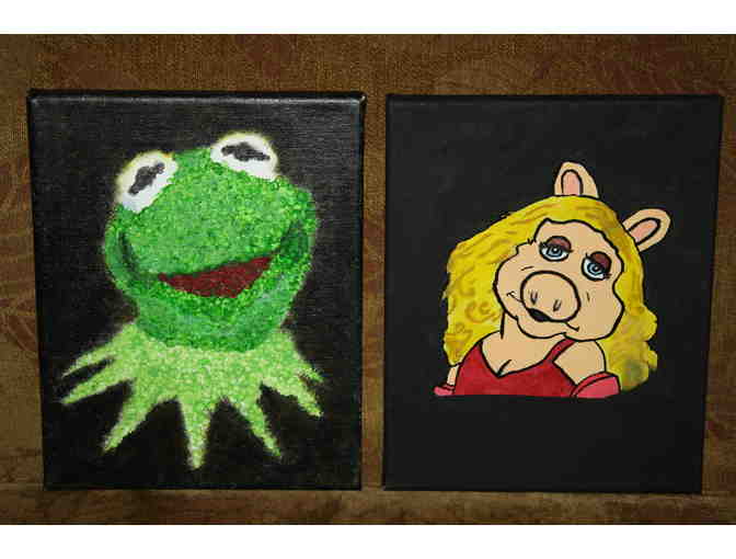 Nursery Art, Original Kermit and Miss Piggy in Acrylics
