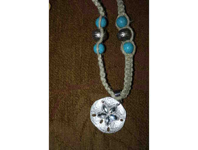 Hand-Made Sandollar Medallion Hemp Necklace