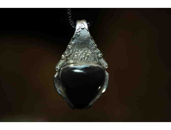 Sterling Silver Black wrapped Agate Pendant