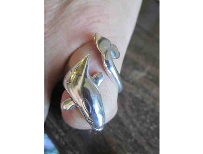Large Orca Whale Ring, Adjustable