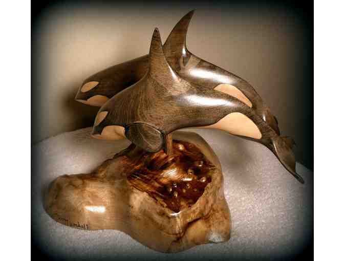 Terry Woodall Myrtlewood Sculpture 'Ocean Sun and Lolita Together Again'