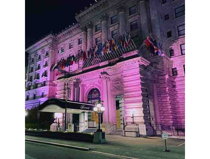 2 Nights in a Fairmont Exterior King Room at the Fairmont San Francisco.