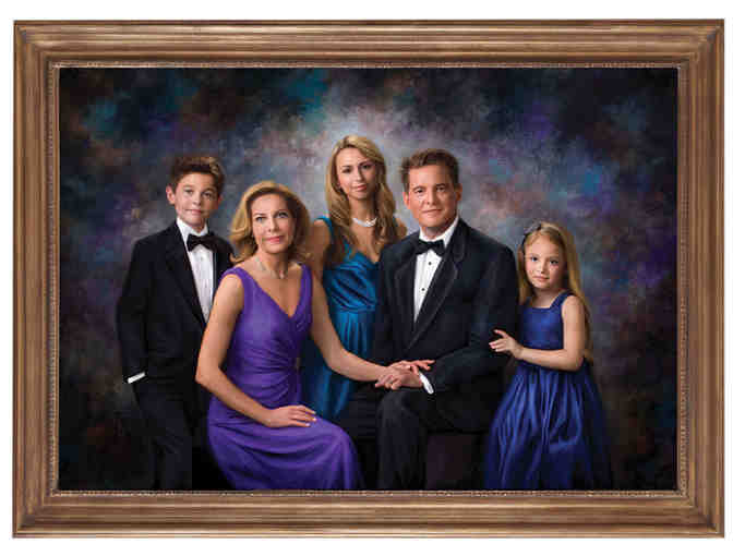 A 16in.x 20in. Masterpiece Hand Painted Family Portrait on Canvas by Kramer Portraits