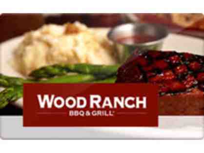 Wood Ranch $100 gift card w/Bottle of Wine, BBQ sauce, hat, shirt, wine glass & mug