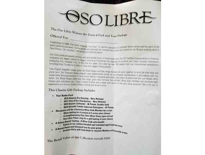 Oso Libre Winery 4-Pack and Tour Package