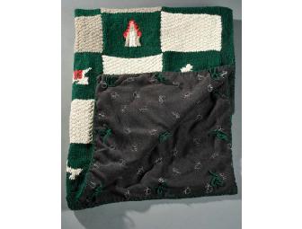 Hand Knit Wool & Fleece Blanket