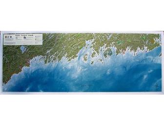 Dry Mounted Maine Coast Map with Refuges Highlighted