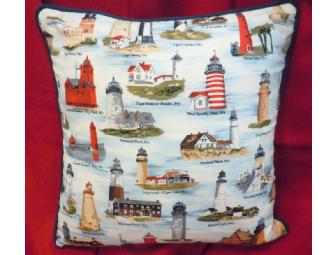 Handcrafted Lighthouse Pillow by Carol A. Tattan (Maine-Made)