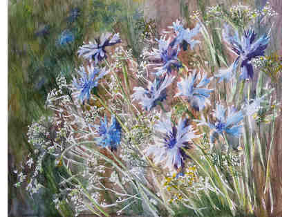 "Blue Cornflower', 16x20, watercolor
