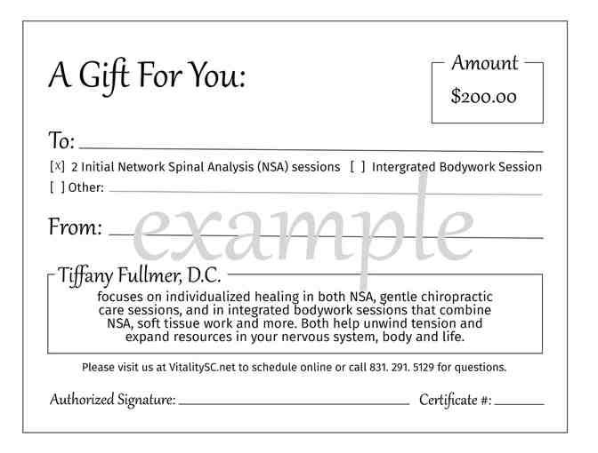 Spinal Network Analysis, 2 Initial Sessions with Tiffany Fullmer, D.C.
