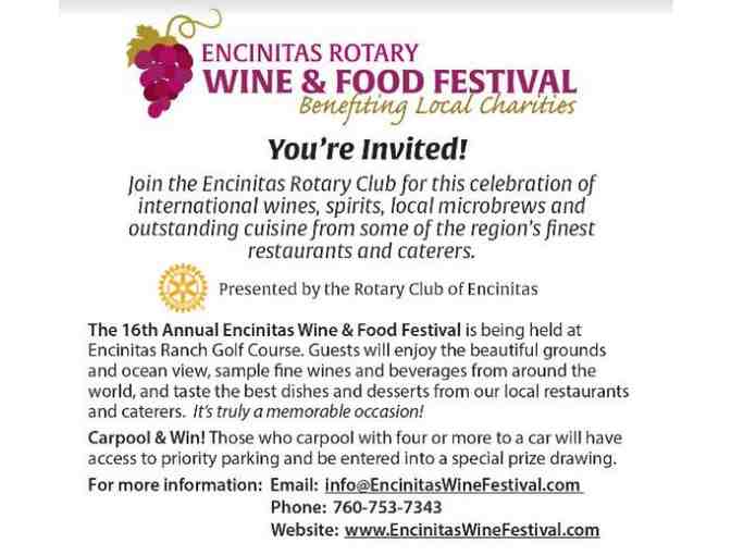 Encinitas Rotary Wine & Food Festival June 1st 2019 - 2 Tickets