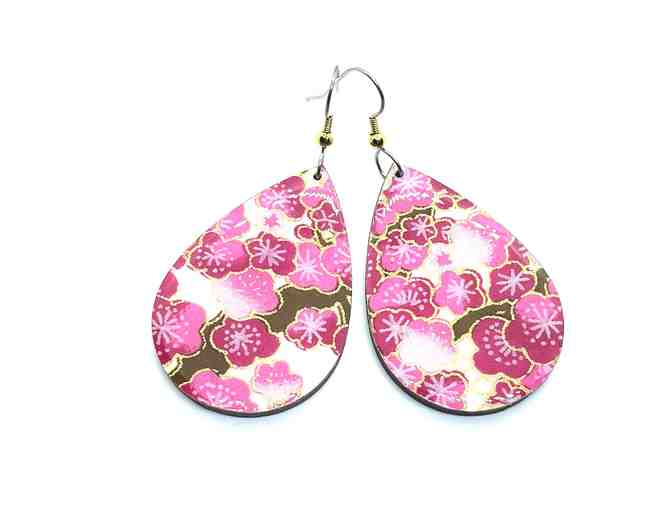 Pink Sakura Tear Drop earrings - Japanese-Inspired Earrings by PrettyKiku F